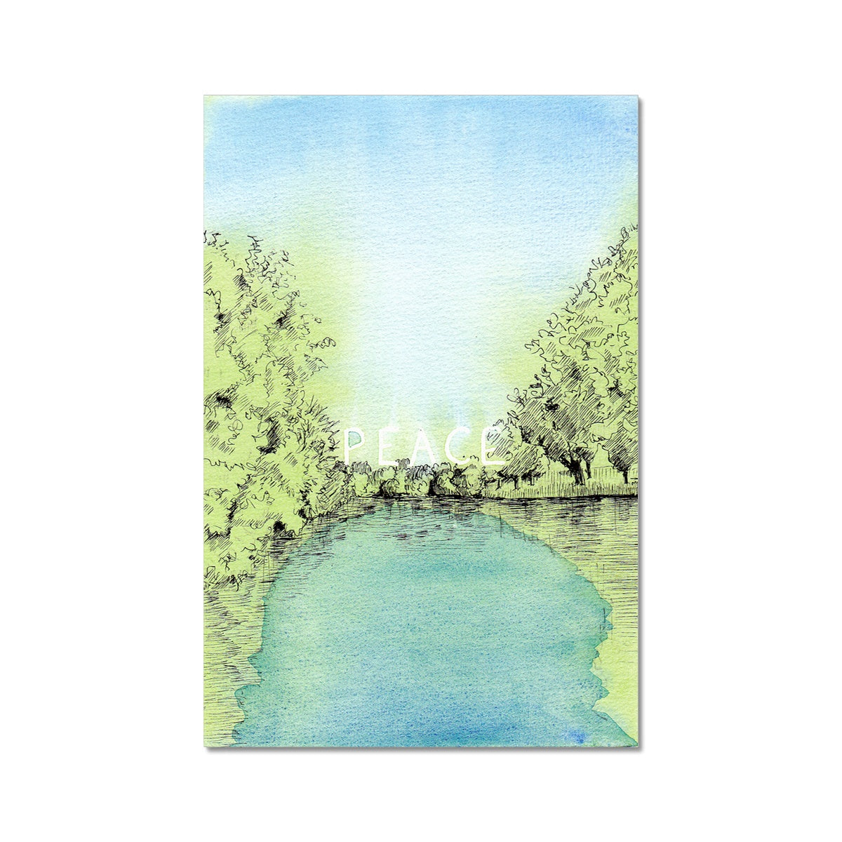 Image: Line drawing with watercolour of Parque da Cidade do Porto (Porto City Park)
