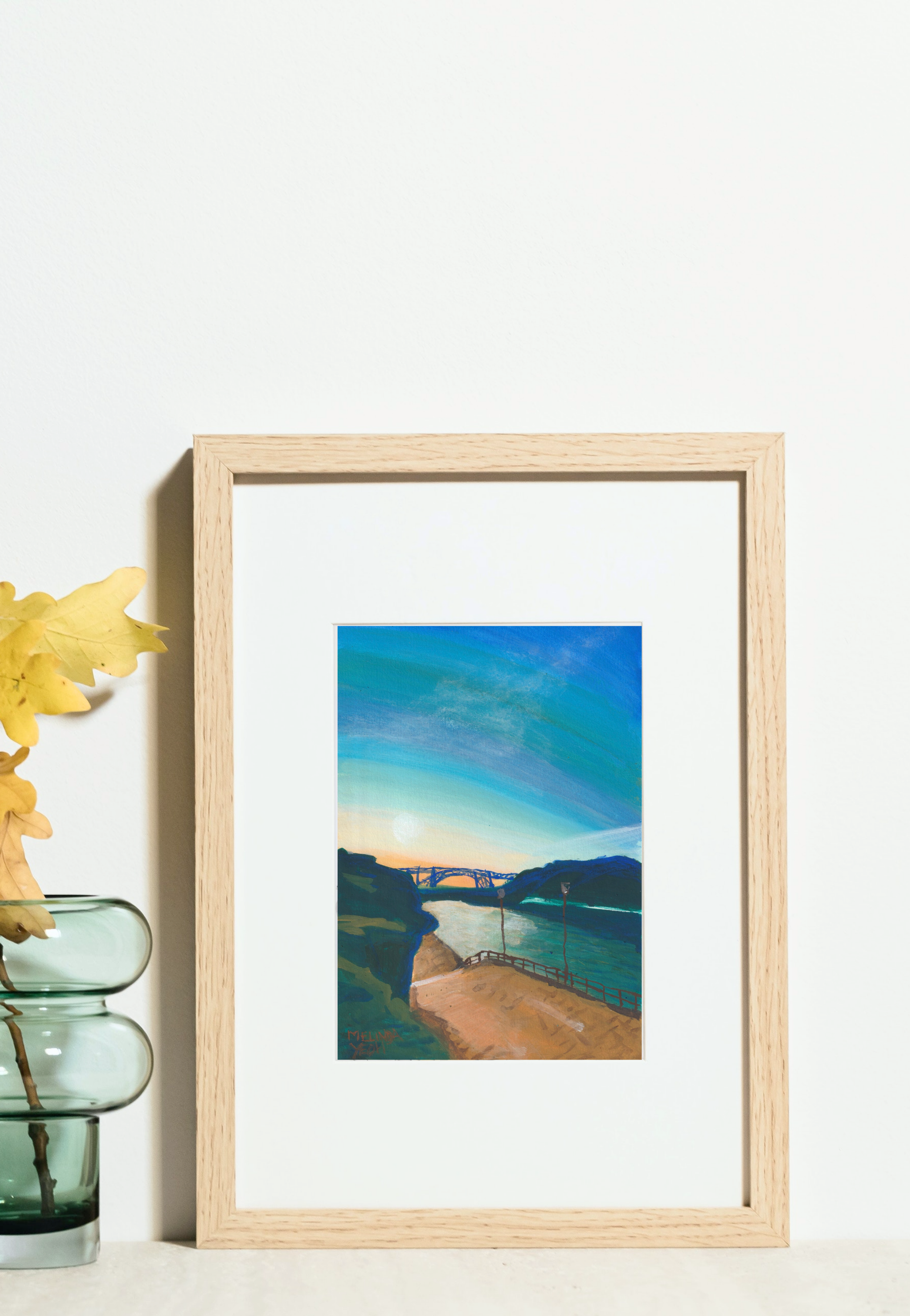 Framed painting of Dom Luís I Bridge (Ponte de Dom Luís I) with expansive sky viewed from Gaia