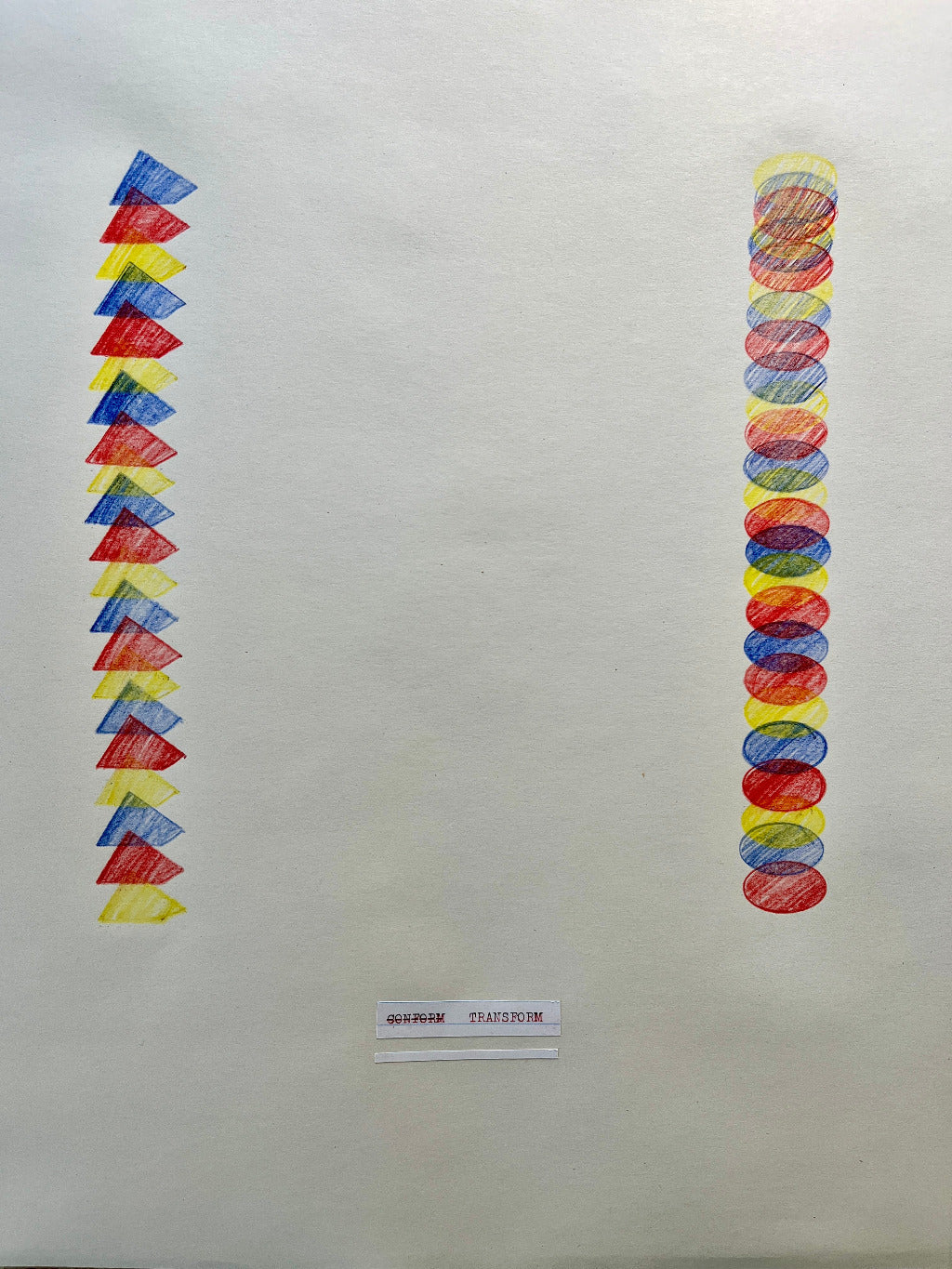 Primary colour intuitive abstract art with coloured pencils on paper by Melinda Yeoh Art from monologue\worship/conversations series