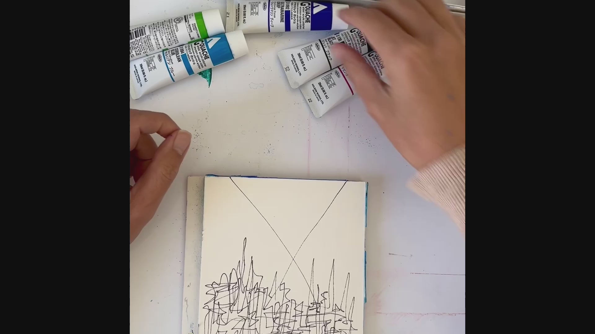 video of abstract painting creative process