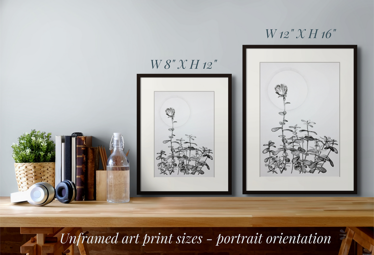 Image: comparison of two sizes for art print portrait orientation